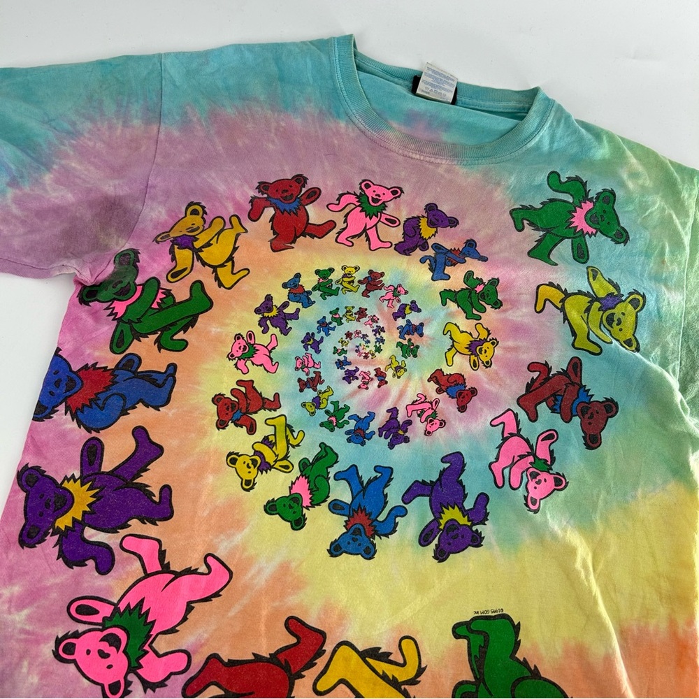 Vintage Y2K Grateful Dead Shirt Mens Medium Multicolor Dancing Bear Tie Dye - Picture 2 of 10